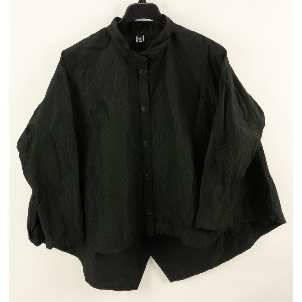 Dress To Kill Hard-Shell Textured Cotton Oversized OS Tunic Top Black Fishtail
